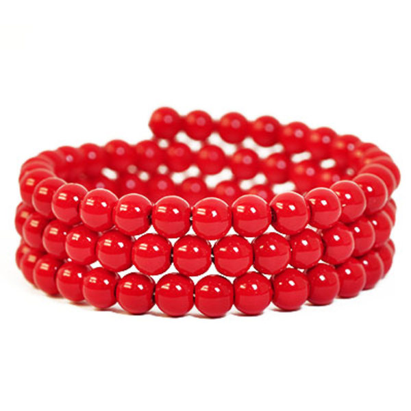 Glaspärlor 6mm Klarröda Vaxade, 30g Aproximadamente 100 Piezas para Artesanías de Joyería