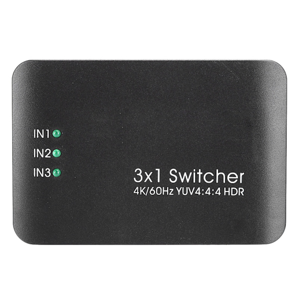 3x1 4K HDMI 2.0 Switcher HD IR Fjärrkontroll Splitter Adapter med LED-indikator
