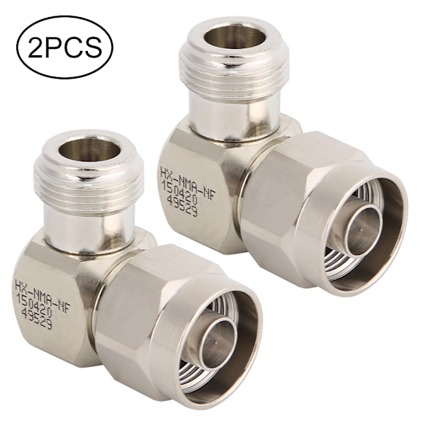 2 stk 50 ohm N hann til N hunn rettvinklet adapter konverter N-kontakt