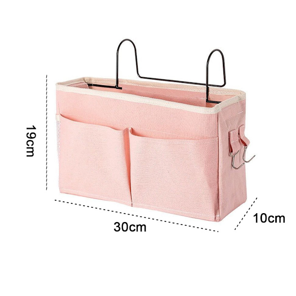 Sengside opbevaringspose med kroge Multifunktionel hængende organizer Caddy