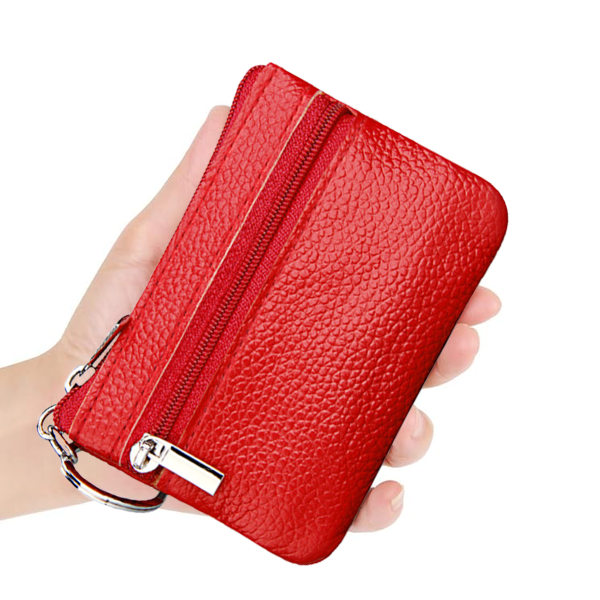 Naisten aito nahkainen kolikkopussi Mini Pouch Change Wallet avaimenperällä