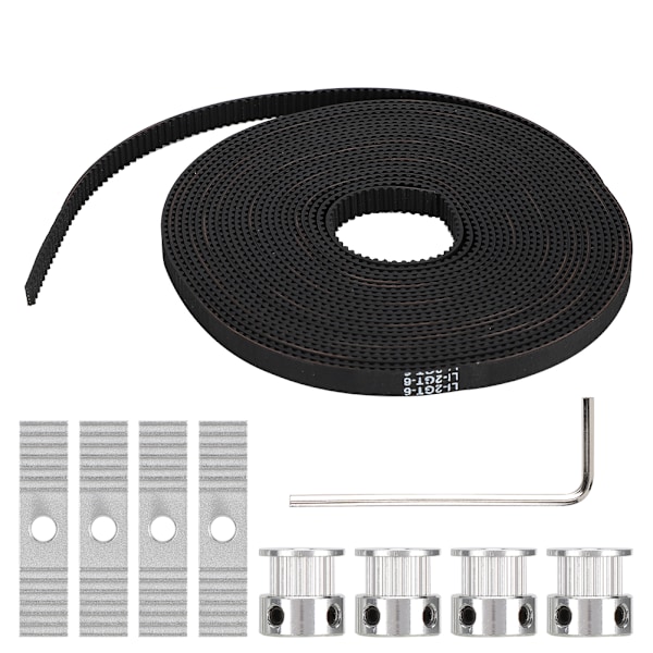 3D-skrivertilbehør 5mx6mm sort gummirem timingreim synkront hjulsett for Prusa / MendelMax