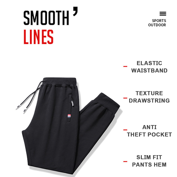 Svarta Varma Joggingbyxor Slim Fit Träningsbyxor med Dragkedjefickor för Herr 4XL