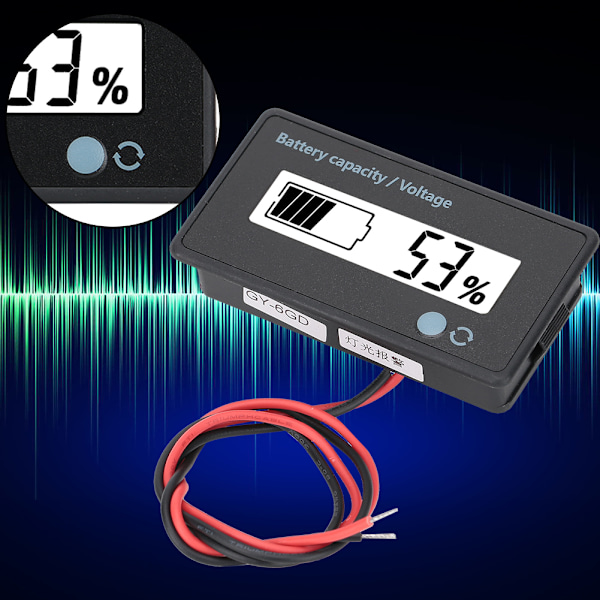 GY-6GD PCB HTN Batterikapacitetsmonitor Indikator LCD-skärm med blinkande larm 12-84V Vit
