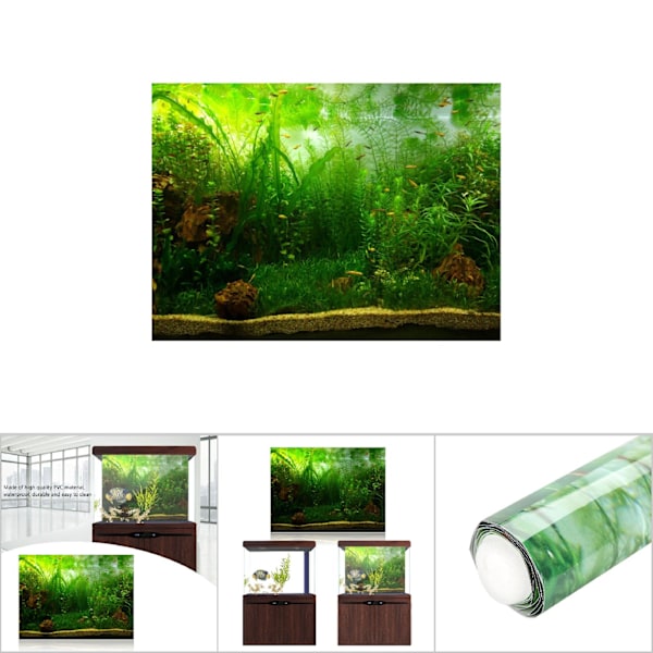 Vattengräs stil akvarium fisk tank bakgrund affisch PVC självhäftande dekor papper (61*30cm)