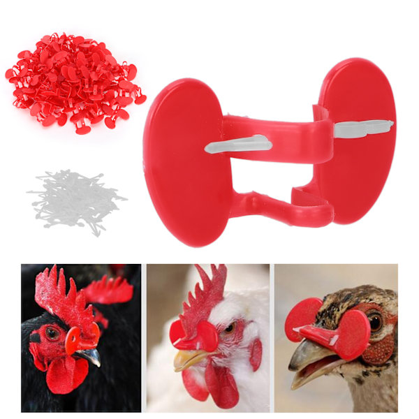 100pcs Chicken Peeper AntiPecking Chicken Goggle with Eye Emboli for Small Chicken(Double Beam )