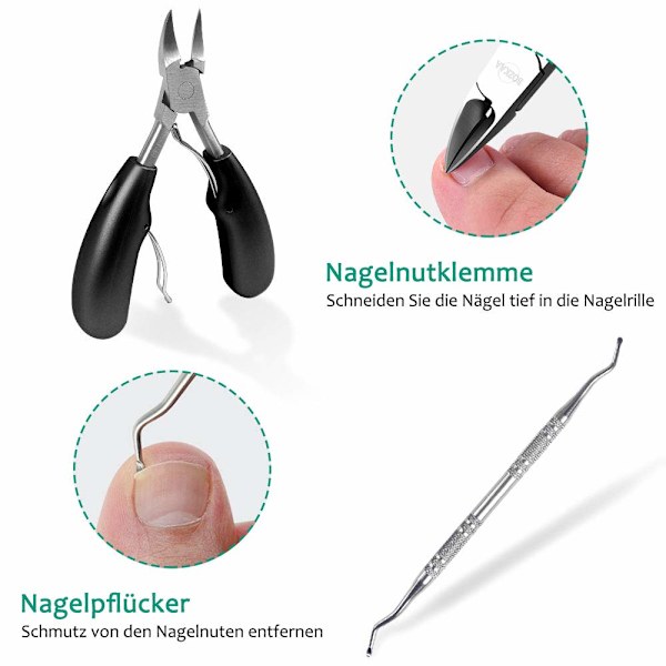 Tångset för tånaglar, nagelsax, nageltång, för tjocka, djupa, hårda, inåtväxande tånaglar och fingernaglar, nagelklippare, precisionstång för tånaglar,