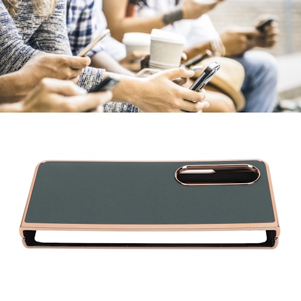 Telefonfodral Skyddande Skal för Samsung Galaxy Z Fold 4 Nano Plätering Äkta Läder Reptåligt Grönt
