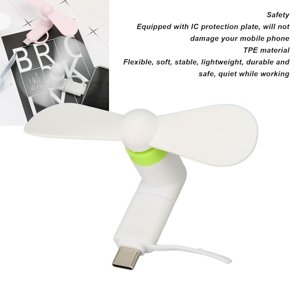 2 stk. Mini Mobiltelefon Blæser 2 i 1 Smartphone Blæser Kompatibel med Micro USB Type C Interfaces Hvid