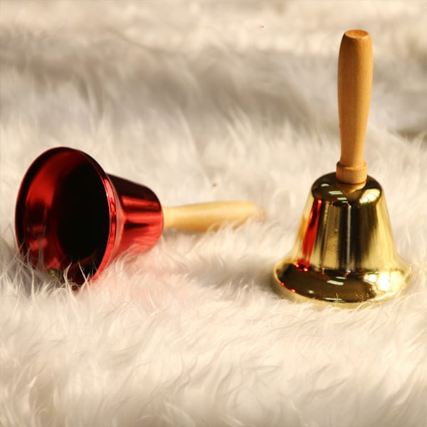 Super Loud Solid Hand Call Bell Wooden Handle Christmas Hand