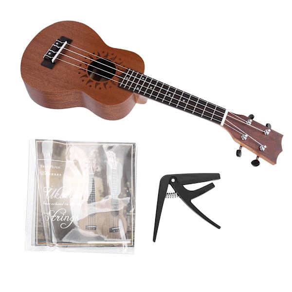 21 tommer Sapele Ukulele 4 Strenge Hawaii Guitar Musikinstrument (Solsikke Rund Lydhul)