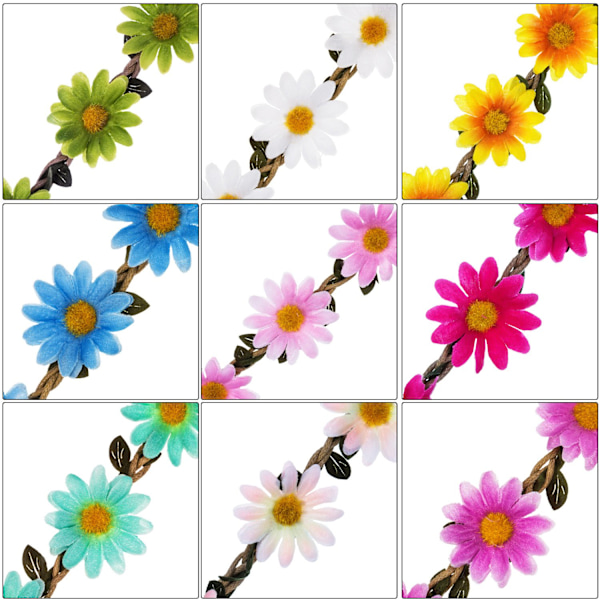 Strålande Blomsterpannband, Utsökt Hantverk Tyg Blomsterkrans Justerbart Elastiskt Blomsterhårband för Kvinnor