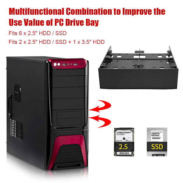OImaster 2.5\" / 3.5\" HDD / SSD - 5.25\" levykeasema-adapteri
