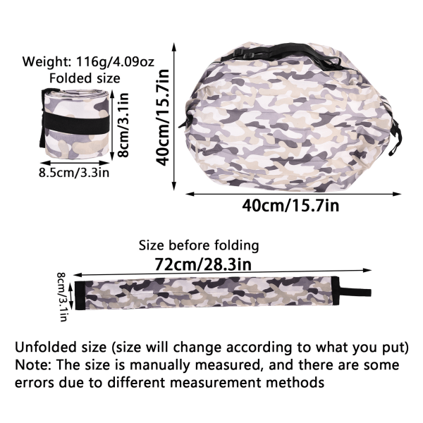 Højkapacitets opbevaringspose rejse enkelt skulder vandtæt shoppingpose bærbar foldbar opbevaringspose grå camouflage