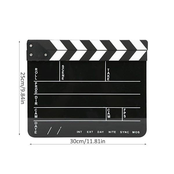 30x25CM Akryyli Clapperboard Ammattimainen Elokuva Filmi Toiminta Clap Ohjaaja Valokuvaus TyökaluValkoinen Raidoitus Musta Taulu