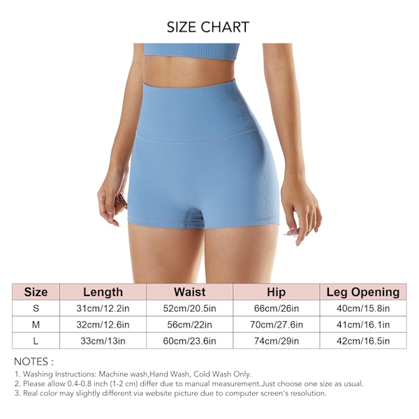 Kvinners høye midje Booty Yoga Shorts Sommer Biker Shorts Athletic Leggings Korte Bukser for Trening Løping Gym Haze Blå L