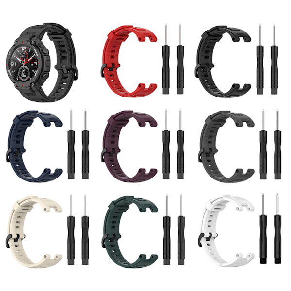 Silikonersättningsband för Amazfit T Rex Smartwatch Mjukt andningsbart armband Installationsverktyg