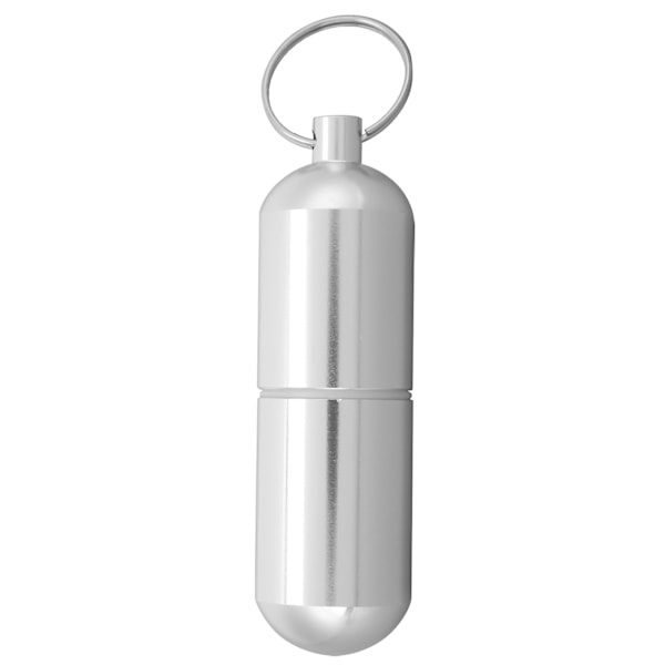 Bärbart Pillerfodral, Mini Förseglad Burk med Vattentätt Hölje i Rostfritt Stål, Medicinbehållare i Aluminiumlegering med Nyckelring för Utomhusaktiviteter