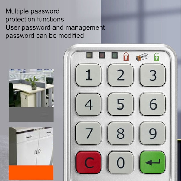 Elektronisk skap kodet lås nøkkelfri passord skufflås sinklegering for hjemmekontor garderobe skap