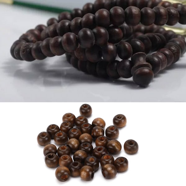 500Pcs Wooden Beads 10mm Gray Loose Perforated Bead for Macrame Bracelet Necklace Making DIY Craft