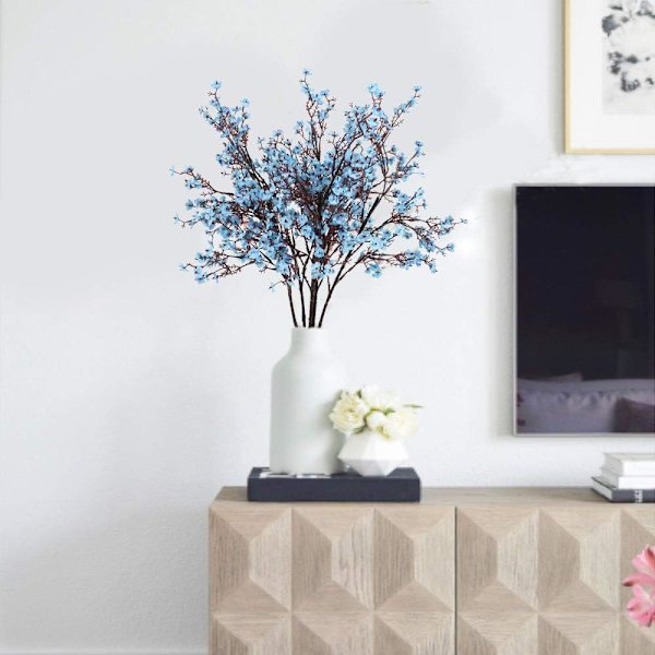 4 Buketter Babys Breath Konstgjorda Blommor Röd Real Touch Faux Gypsophila Bukett Falska Silkeväxter Dekor för Hem Bröllopsbuketter Blomsterarrangemang