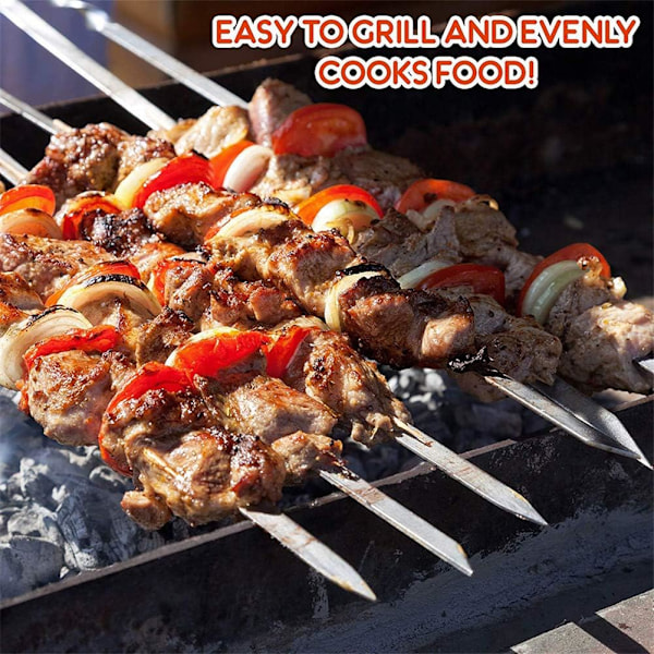 Grillmästarens Val, Livsmedelsgodkänt Rostfritt Stål Metall Kabobspett, Perfekt För Ditt Nästa Grilläventyr, Premium Rostfritt Stål Platt Blad Och