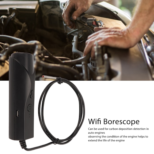3,9 mm WiFi Auto Engine Endoskop 1080P Trådlös Boreskop Inspektionskamera för Android för IOS 3 Meter