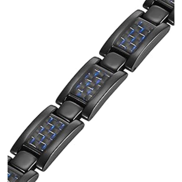 Elegant Blått Kolfiber Armband för Män, 18K Guldpläterat, Dubbel Styrka Magneter, Allergivänligt Metall, Perfekt Present till Honom, 8.5 Tum Långt Med .47