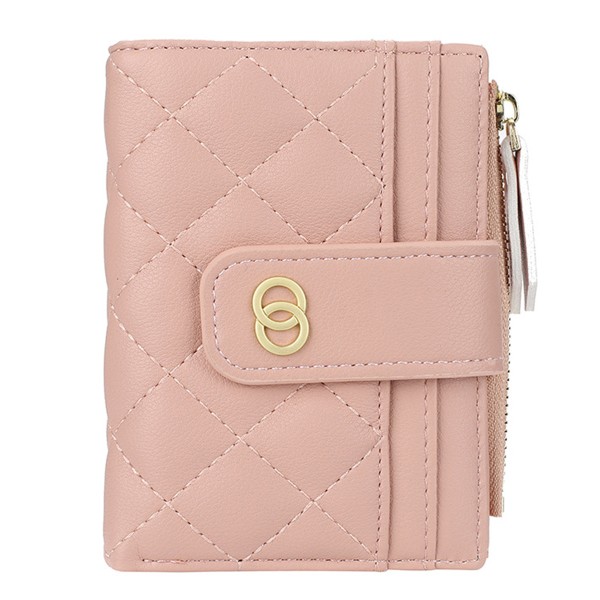 Small Womens Wallet Bifold PU Leather Purse with Zipper Pocket ID Window