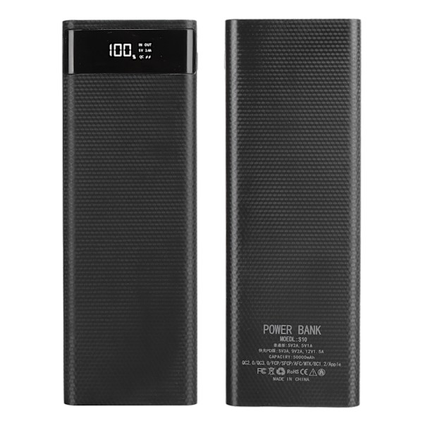 S10 Høy kvalitet ABS 10 X 18650 Bærbar DIY Standard Batteriboks Ingen sveising Mobil strømkasse Kit