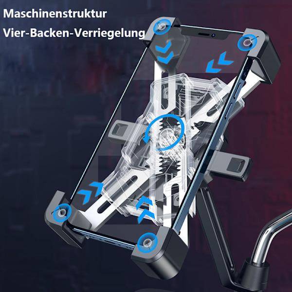 Mobilhållare för Cykelstyre, Säkerhetslås & Stötsäkert Skydd, Universell Kompatibilitet för 4.5-7 Tums Smartphones, Enkel
