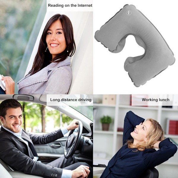Resetillbehör med ergonomisk design, uppblåsbar nackkudde för långa flygresor, undvik nacksmärta, mjukt och ventilerande material, kompakt och portabel