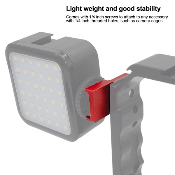 Kamerakallskofäste i aluminiumlegering, kallskofästeadapter med 1/4 tum skruv för mikrofoner, påfyllningslampor