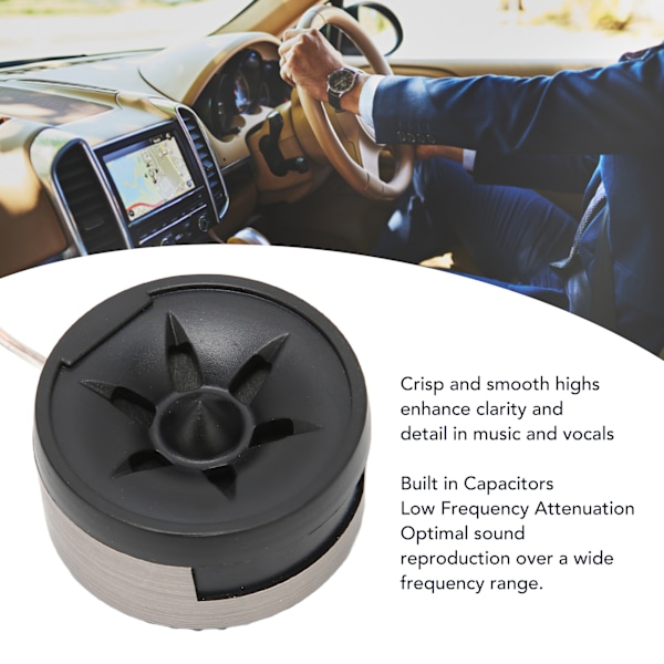 2 stk. 350W Mini Dome Tweeter Rund Højttaler Stick On Sort Universal Bil Audio System