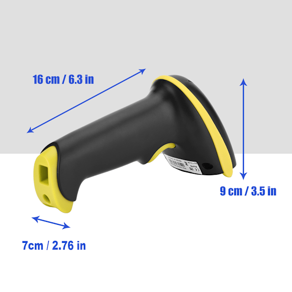 Kätevä langaton 2,4 GHz:n laser viivakoodinlukija iOS-, Android- ja Windows-käyttöjärjestelmille, keltainen