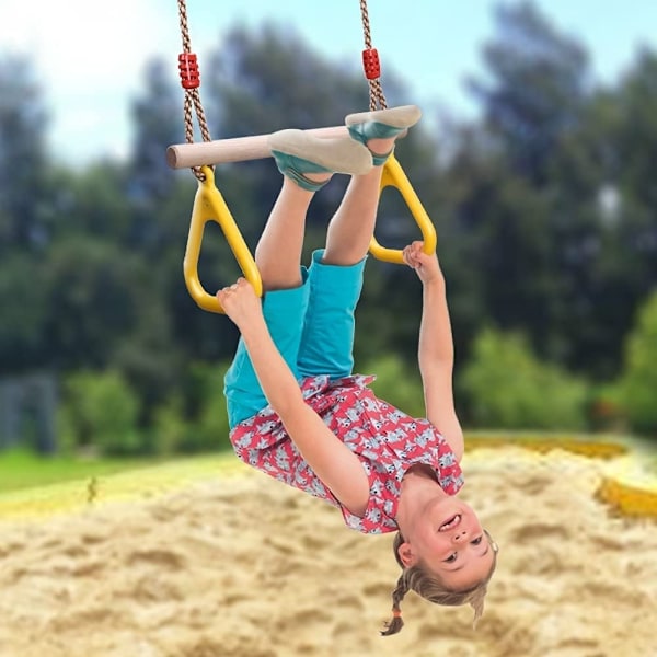 Gymnastikringar, material av industriell styrka för Ninja Warrior-tillbehör, gungstång med automatiska karbinhakar för inomhuslekplats