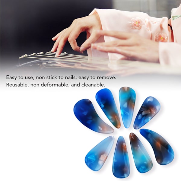8 st Guzheng fingerpicks i silikonpolymer - Delikat, smidig yta, elastisk, professionell Guzheng nagelskydd i tidvattenfärger
