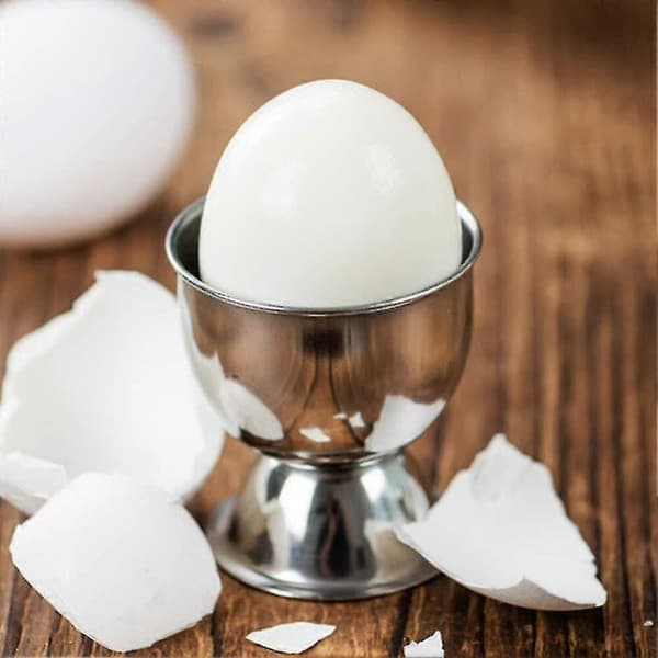 Eggkoppsett, eggkoppholder i rustfritt stål med dobbeltsidig egglokkåpner
