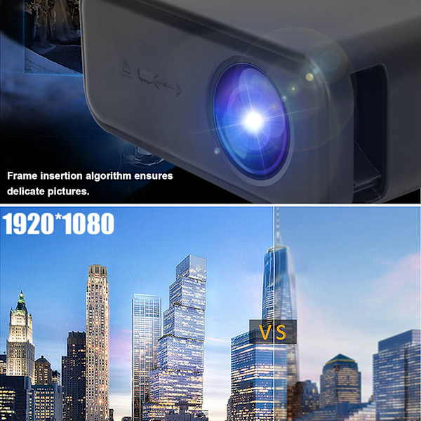 YT500 Mini Projektor Portabel Filmprojektor med Ljud- och Video/USB/Minneskortgränssnitt 100‑240V Svart AU-kontakt
