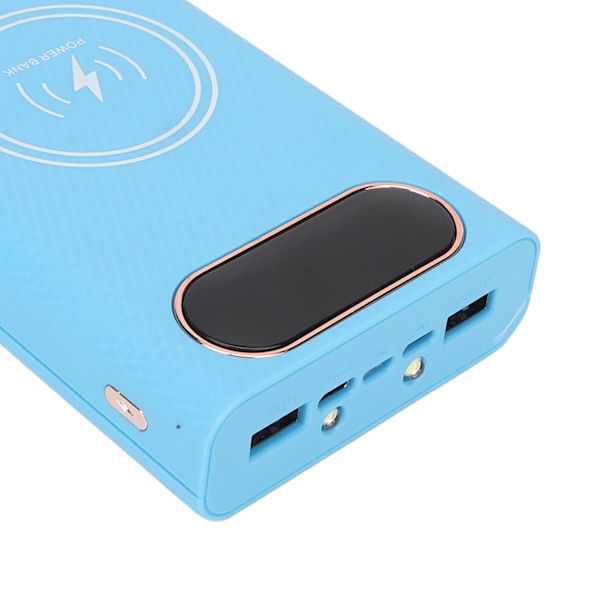10W 5W 6 21700 Batterier Boks Svejsefri Powerbank Boks Kit DIY Trådløs Oplader Ydre Etui Blå