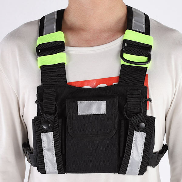 Gul Reflekterende TYT Radio Taktisk Sele Front Pack Vest Bryst Taske Pung Til Walkie Talkie