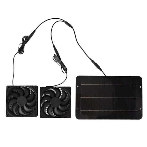 Växthusventilationskit, solcellsdriven fläkt med förlängd livslängd och 20% effektiv monokristallin solcell för dubbel fläktdesign (10W)