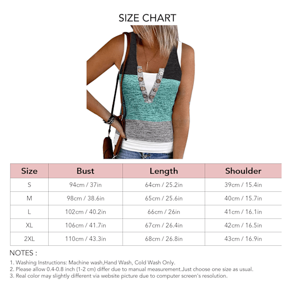 Dam Fejk 2-delad Tank Top Sommar Casual Elegant Färgblock Knapp Ärmlös Skjorta för Kontorsarbete Cyan L