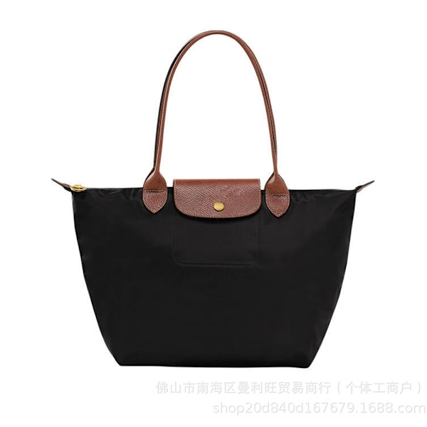 Longchamp Le Pliage Tote, Reseaxelväska, Nylon, Svart, Stor & liten Black M