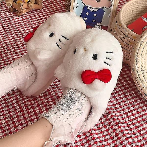 Hello Kitty Sanrio Plys Sutsko Kawaii Søde Studenter Efterår Vinter Soveværelse Bløde Polstrede Plys Sko Legetøj Piger Julegaver