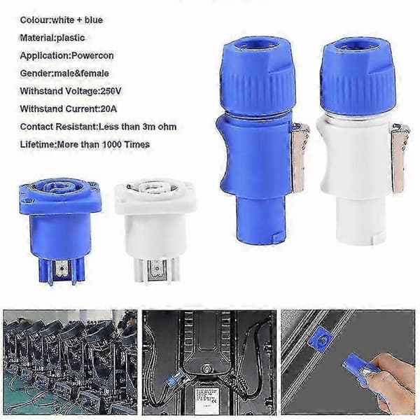 30PCS Powercon Typ A NAC3FCA+NAC3MPA-1 Paneladapterset Kompatibelt med Ljudutrustning