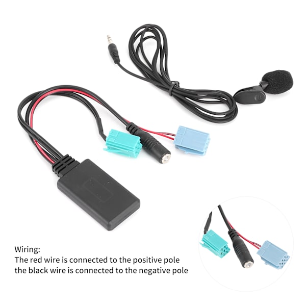 6-polet Bluetooth-lydkabel til bilstereo AUX-IN-adapter med mikrofon, der passer til Clio/Espace/Megane