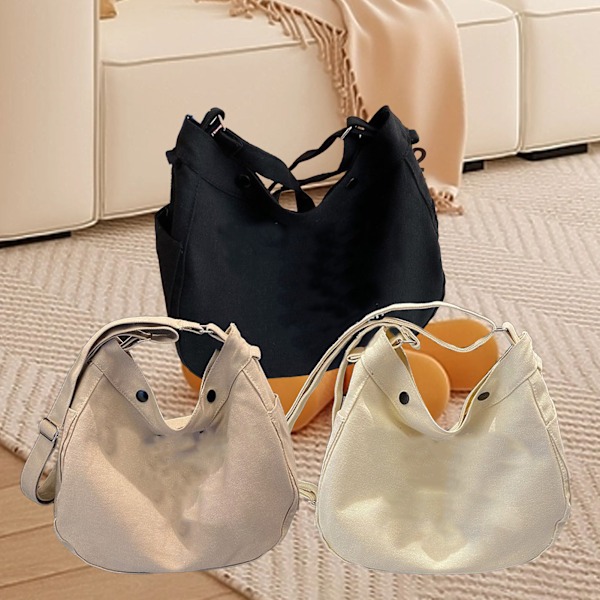 Dame Canvas Messenger Bag Stor Kapasitet Multifunksjonell Utsøkt Skulder Bag for Reiser Pendling Khaki Fri Størrelse