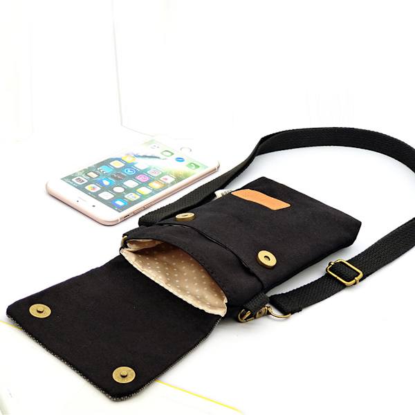 Canvas Liten Flip Crossbody Väska Mobiltelefon Väska för Kvinnor Armband Plånbok Väska Myntväska