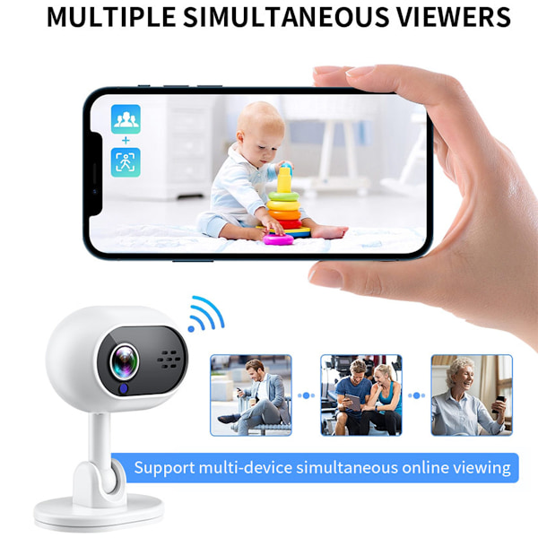 Smart Säkerhetskamera, Inomhusövervakare Med Justerbar Rörelsekänslighet Via App Och Fjärrvisning, 1080P HD, Infraröd Funktion Och Tvåvägs Audio